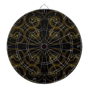 Abstract Black and Gold Fractal Dart Board