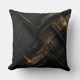 Abstract Black and Gold Geometric Design Cushion