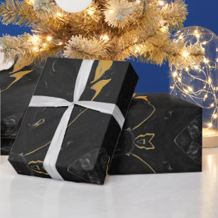 Abstract Black and Gold Marble Swirl Wrapping Paper