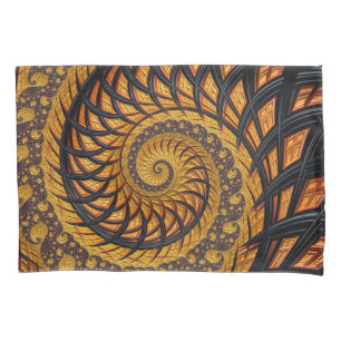 Abstract Black and Gold Spiral Fractal Pillowcase