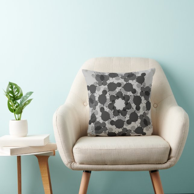 Abstract black and gray flower design cushion (Chair)