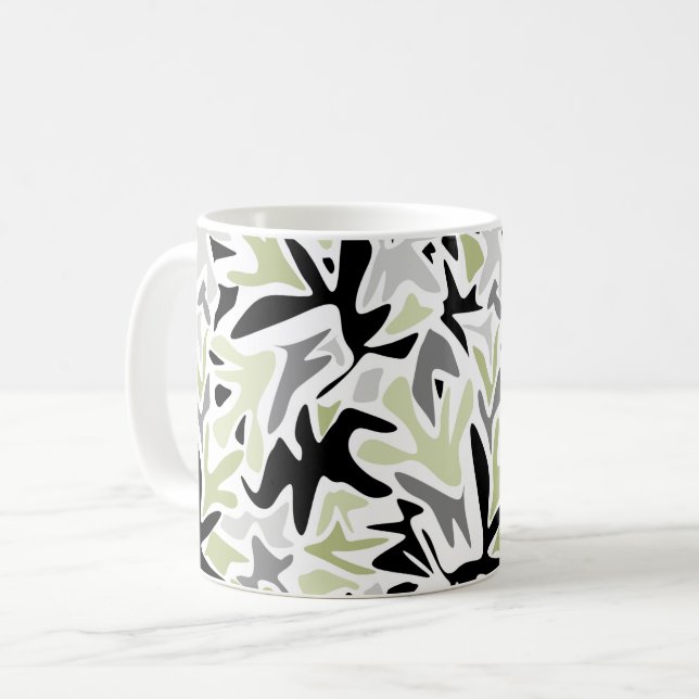 Abstract, Black and Green, Youth, Modern, Creative Coffee Mug (Front Left)