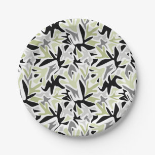 Abstract, Black and Green, Youth, Modern, Creative Paper Plate
