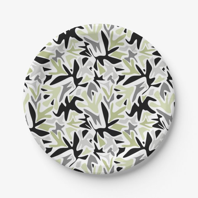 Abstract, Black and Green, Youth, Modern, Creative Paper Plate (Front)
