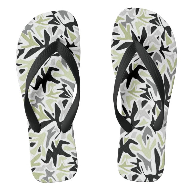 Abstract, Black and Green, Youth, Modern, Creative Thongs (Footbed)