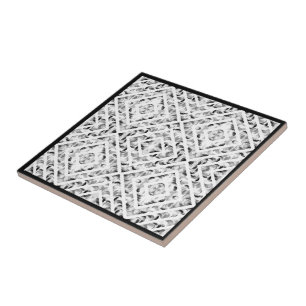 Abstract Black And Grey Eyelashes Brushstrokes Art Ceramic Tile