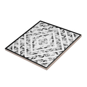 Abstract Black And Grey Eyelashes Brushstrokes Art Ceramic Tile