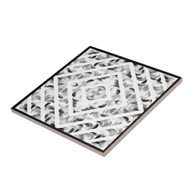 Abstract Black And Grey Eyelashes Brushstrokes Art Ceramic Tile (Side)