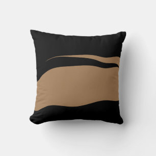 Abstract Black and Light Brown Wavy Cushion