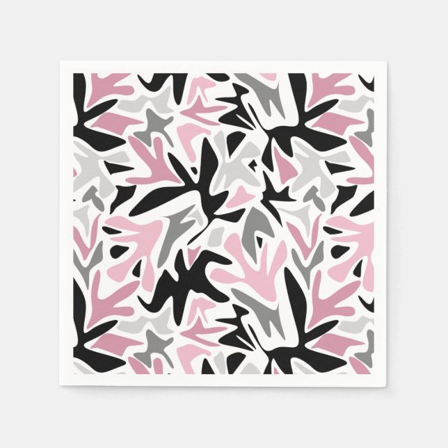 Abstract, Black and Pink, Youth, Modern Throw Pill Napkin (Front)
