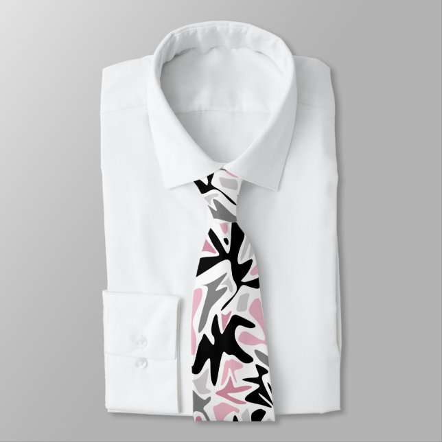 Abstract, Black and Pink, Youth, Modern Throw Pill Tie (Tied)