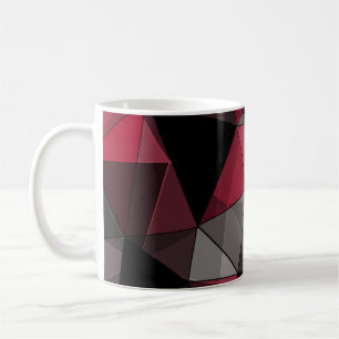 Abstract, black and red, triangle, geometric, blac coffee mug