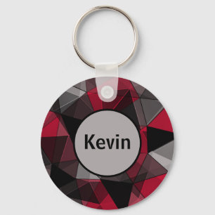 Abstract, black and red, triangle, geometric, blac key ring