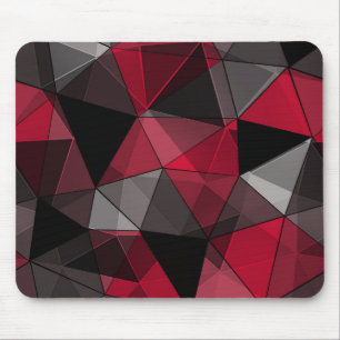 Abstract, black and red, triangle, geometric, blac mouse pad