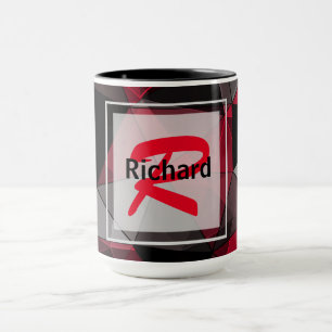 Abstract, black and red, triangle, geometric, blac mug