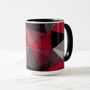 Abstract, black and red, triangle, geometric, blac mug