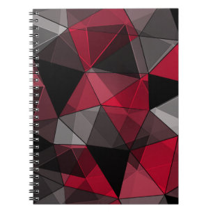 Abstract, black and red, triangle, geometric, blac notebook