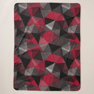 Abstract, black and red, triangle, geometric, blac sherpa blanket