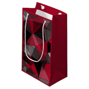 Abstract, black and red, triangle, geometric, blac small gift bag