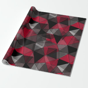 Abstract, black and red, triangle, geometric wrapping paper
