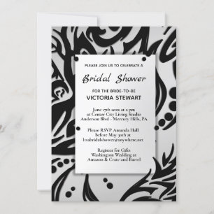 Abstract Black and Silver Tribal Bridal Shower  Invitation