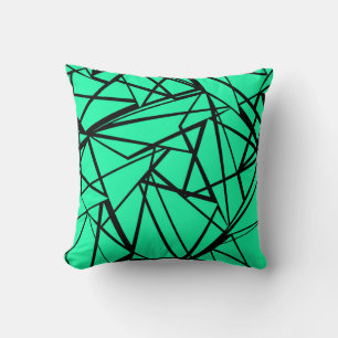 Abstract black and turquoise cushion