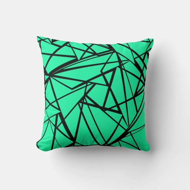 Abstract black and turquoise cushion (Front)