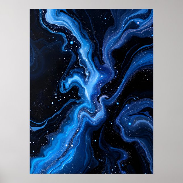 Abstract Black And White Art.Cosmic Blue Marble   Poster (Front)