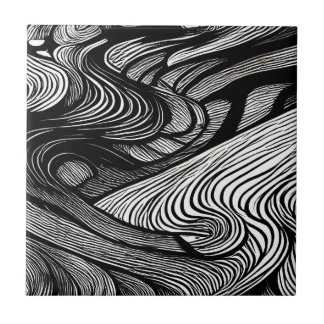 ABSTRACT BLACK AND WHITE    CERAMIC TILE