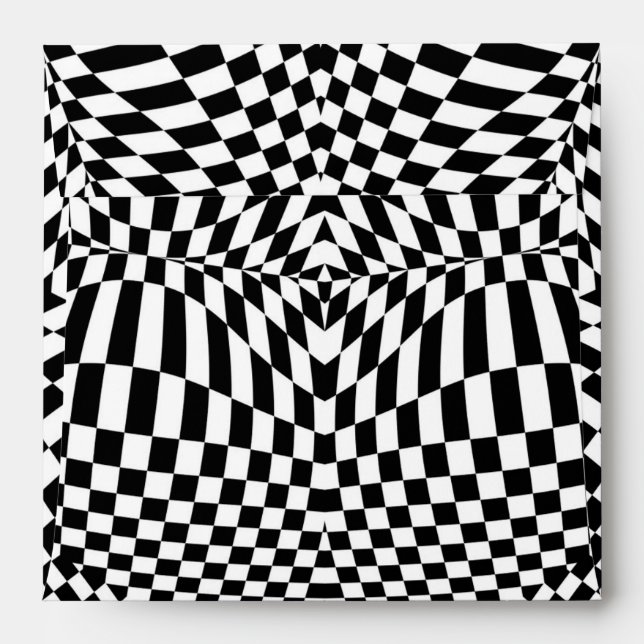 Abstract black and white chequered pattern envelopes (Back (Top Flap))