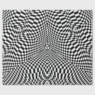 Abstract black and white chequered pattern wrapping paper