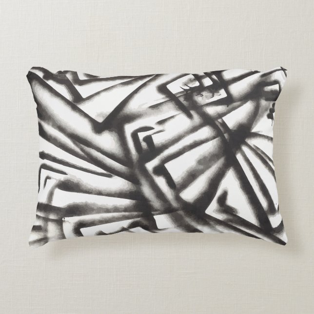 Abstract Black and White  Decorative Cushion (Front)