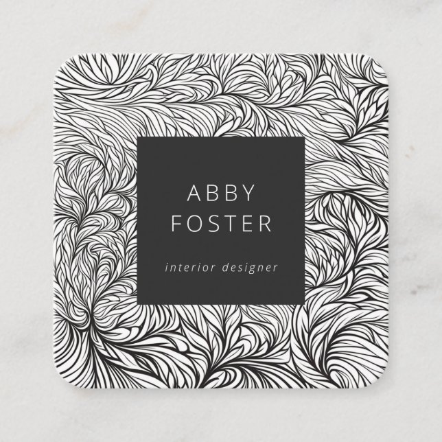 Abstract Black and White Designer Business Card (Front)