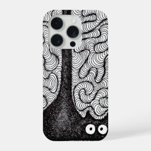 Abstract Black and White Doodle Art iPhone 15 Pro Case