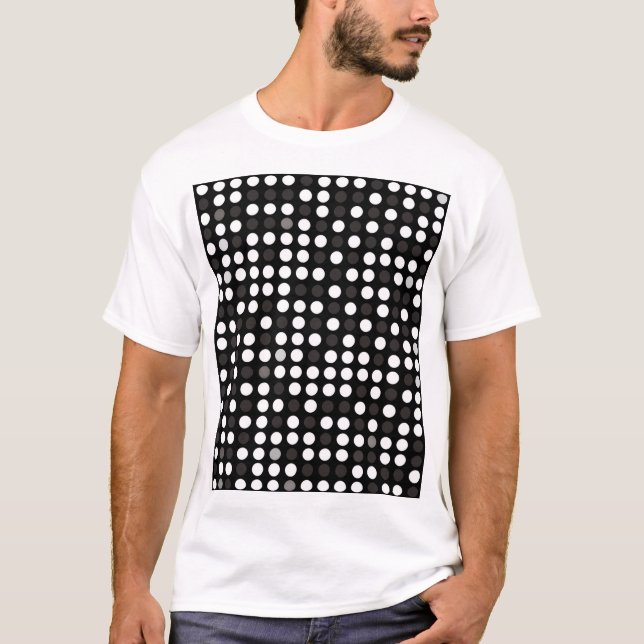 Abstract Black And White Dots Optical Illusion T-Shirt (Front)