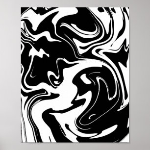 Abstract Black and White Fluid Pattern Poster