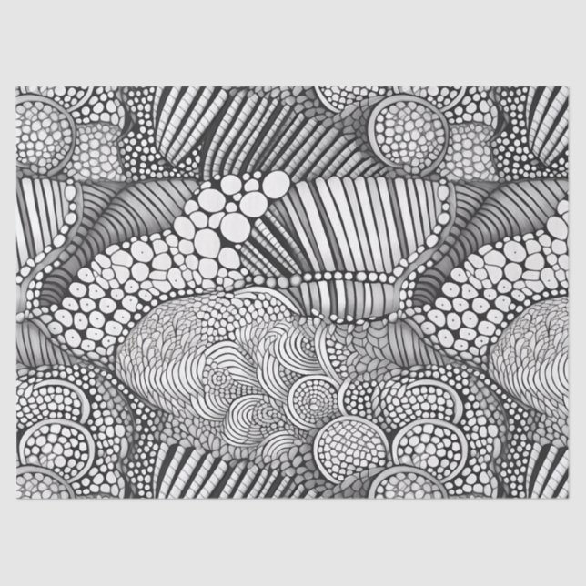 Abstract Black and White Geometric Doodle (6) Tissue Paper (Front)