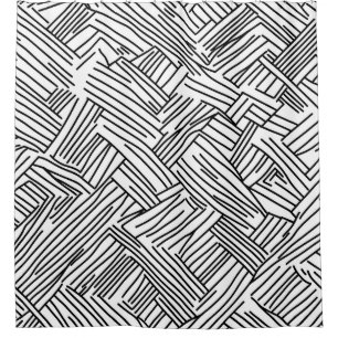 Abstract Black and White Geometric Line Pattern 2 Shower Curtain