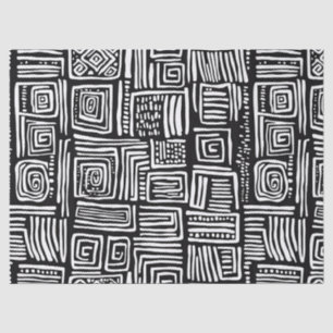 Abstract Black and White Geometric Line Pattern 2 Tissue Paper