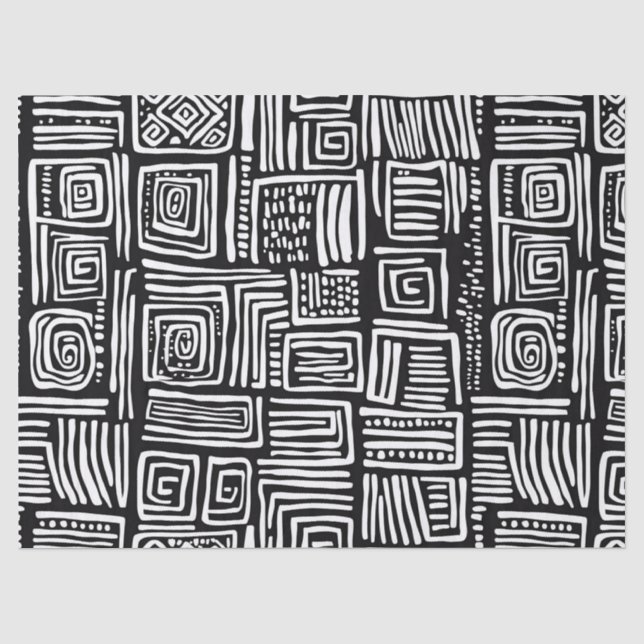 Abstract Black and White Geometric Line Pattern 2 Tissue Paper (Front)