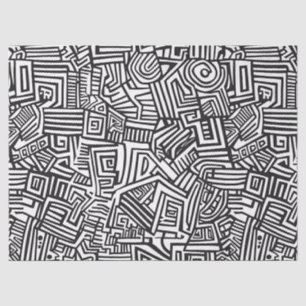 Abstract Black and White Geometric Line Pattern Tissue Paper