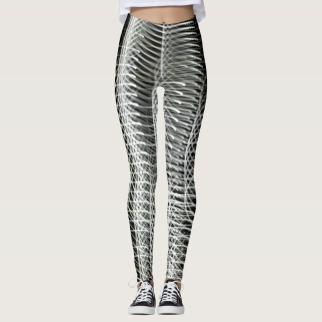 Abstract Black and White Leggings (Front)