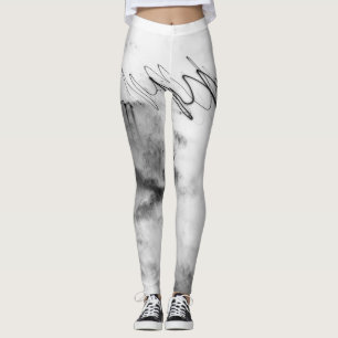 Abstract Black and White Light Trails Long Exposur Leggings