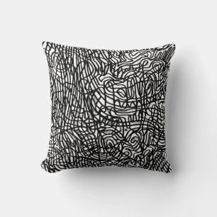 Abstract Black and White Lines Pattern Cushion