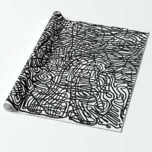 Abstract Black and White Lines Pattern Wrapping Paper