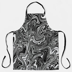 Abstract Black and White Liquid Marble Apron