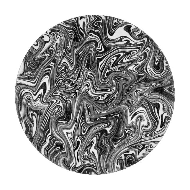 Abstract Black and White Liquid Marble Cutting Board (Front)