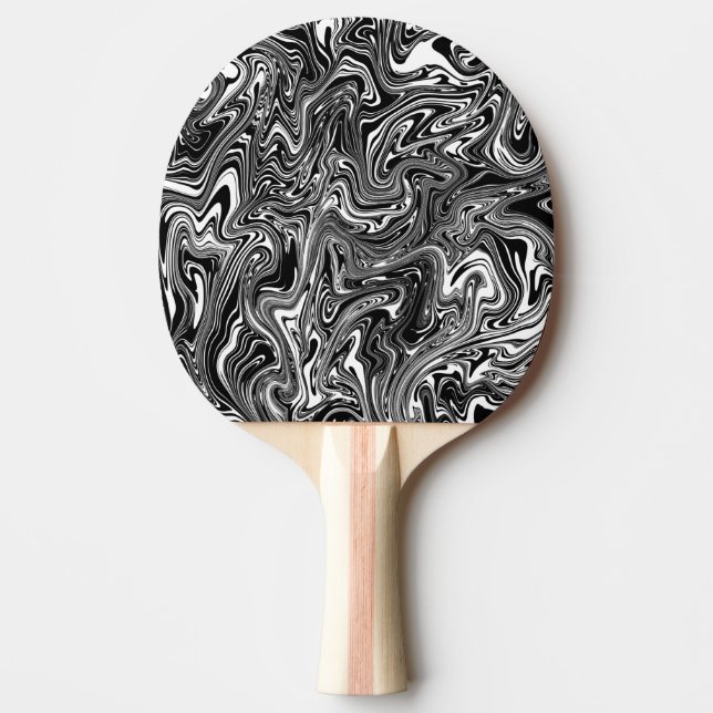 Abstract Black and White Liquid Marble Pattern Ping Pong Paddle (Front)