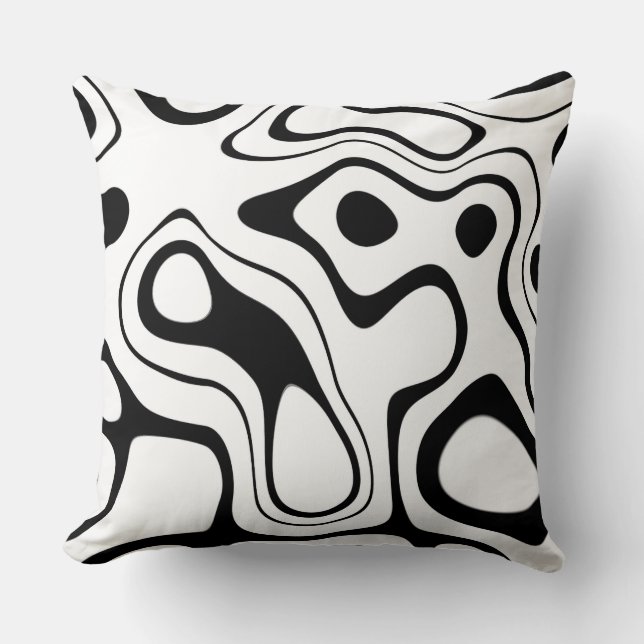 Abstract Black and White Masks Cushion (Front)