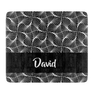 Abstract black and white monochrome cutting board